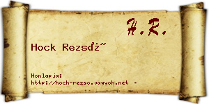 Hock Rezső névjegykártya